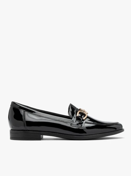 Black patent flat loafers