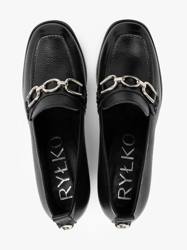 Black heeled moccasins