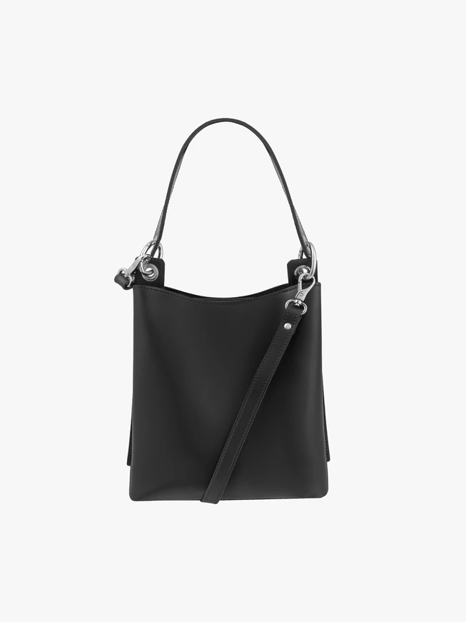 Black leather &amp; suede crossbody bag for women