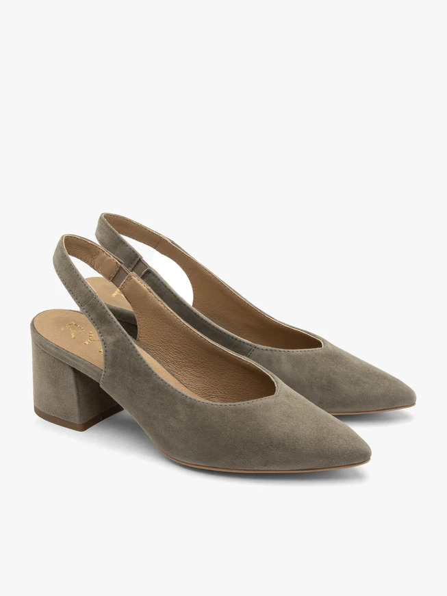 Olivfarbene Slingback-Pumps für Damen