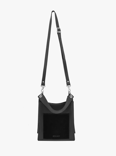 Black leather &amp; suede crossbody bag for women