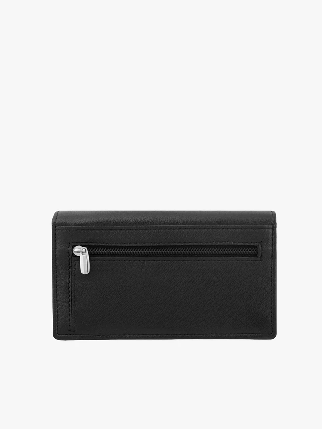 Czarny portfel ze skóry licowej