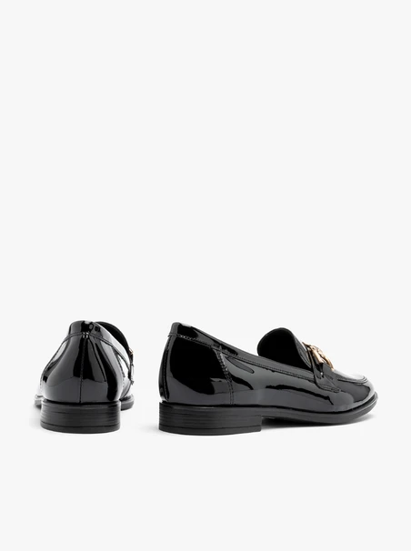 Black patent flat loafers