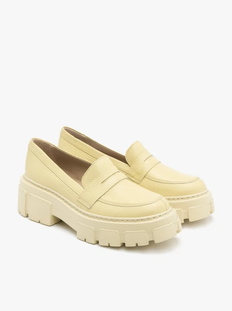 Yellow loafers with lightweight sole