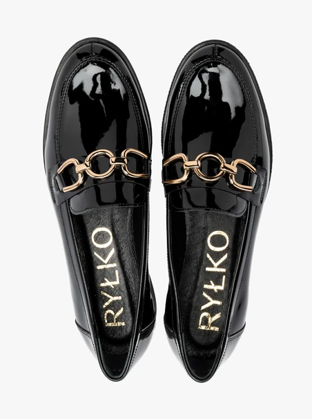 Black patent flat loafers