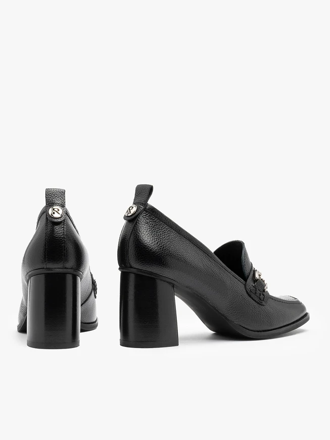 Black heeled loafers