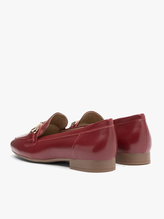 Burgundy loafers with platinum ornament