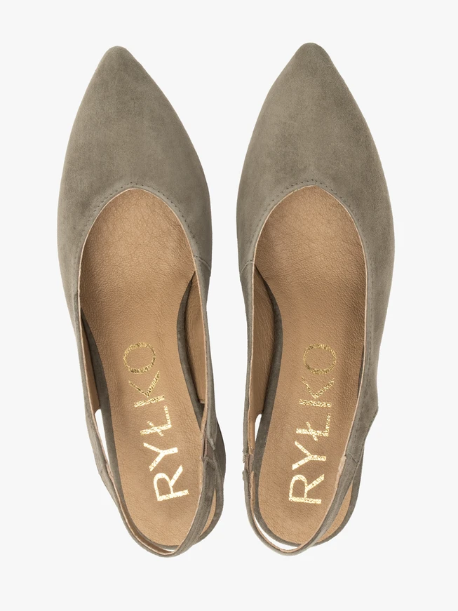 Olivfarbene Slingback-Pumps für Damen