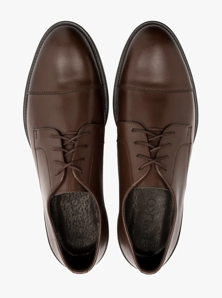 Dunkelbraune Herrenhalbschuhe mit Ziernähten