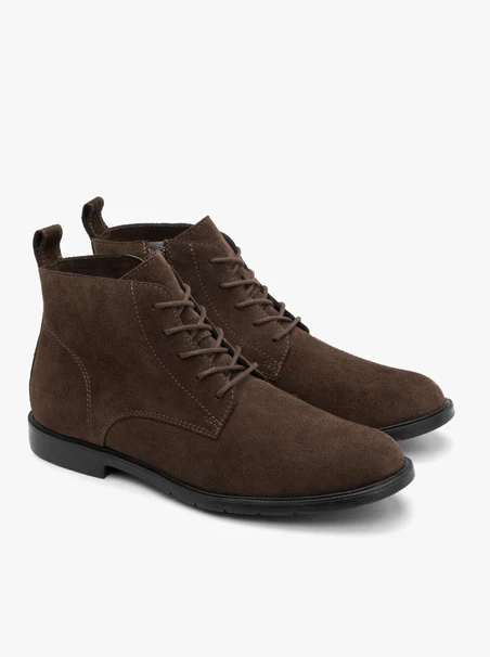 Dark brown velour ankle boots