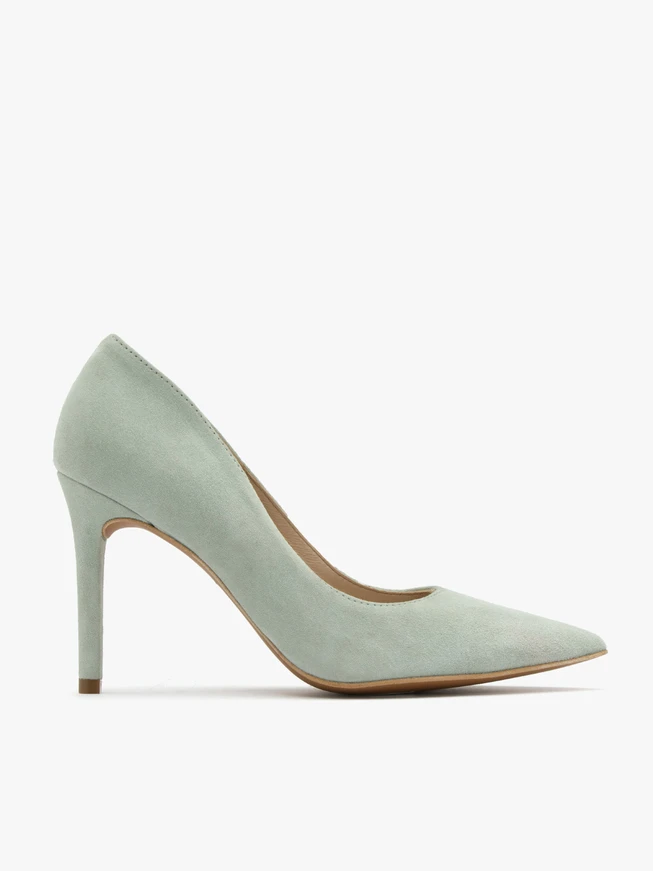 Minzfarbene hohe Stiletto-Pumps
