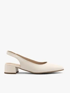 Cremefarbene Slingback-Pumps ohne Absatz