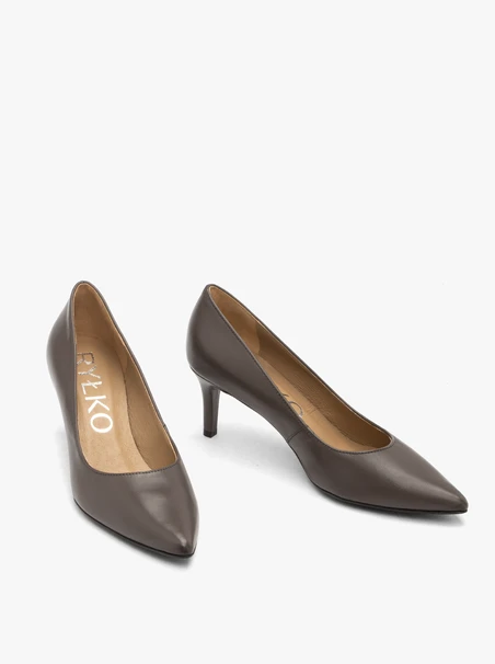 Women's grey stiletto pumps