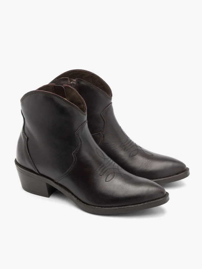 Burgundy leather cowboy ankle boots