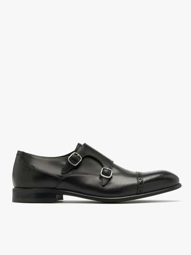 Schwarze Herren-Halbstiefel mit dekorativem Schaft