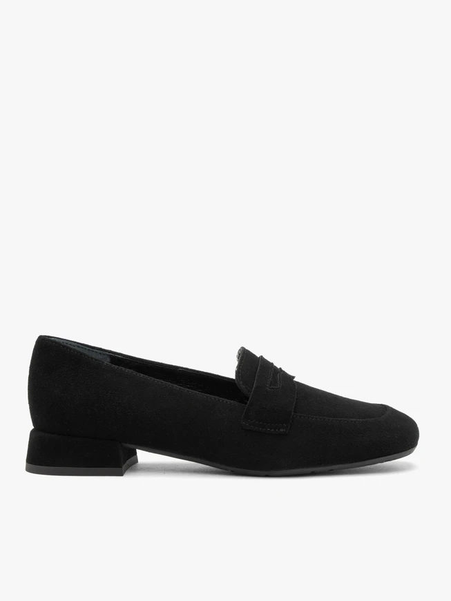 Schwarze klassische Mokassins aus Veloursleder