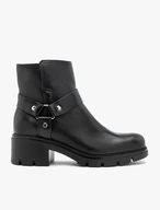 Schwarze Biker-Stiefel aus genarbtem Leder