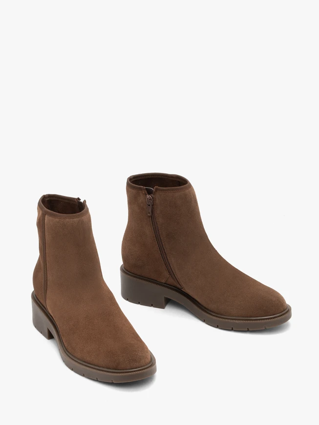 Brown suede ankle boots warm
