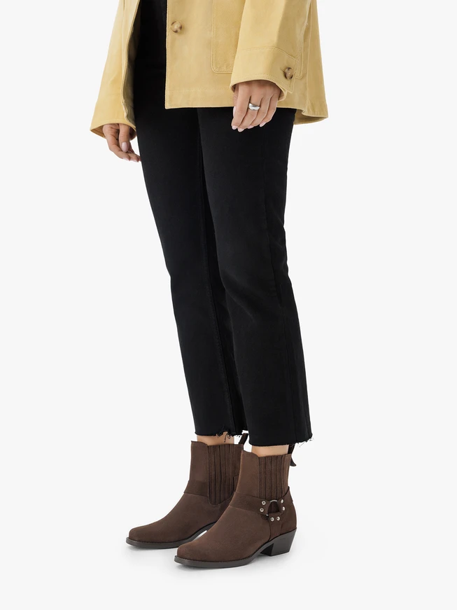 Brown biker boots – suede slip-on ankle boots