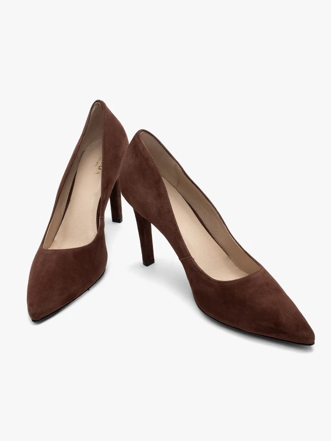 Braune hohe Stiletto-Pumps