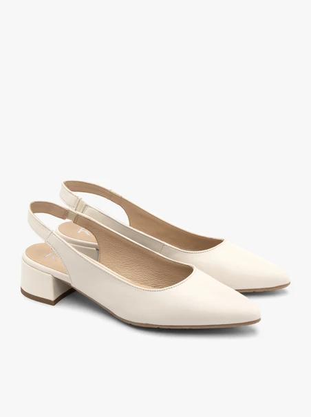 Kremowe czółenka slingback bez pięty