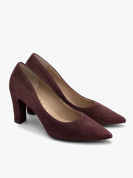 Kastanienbraune klobige Stiletto-Pumps