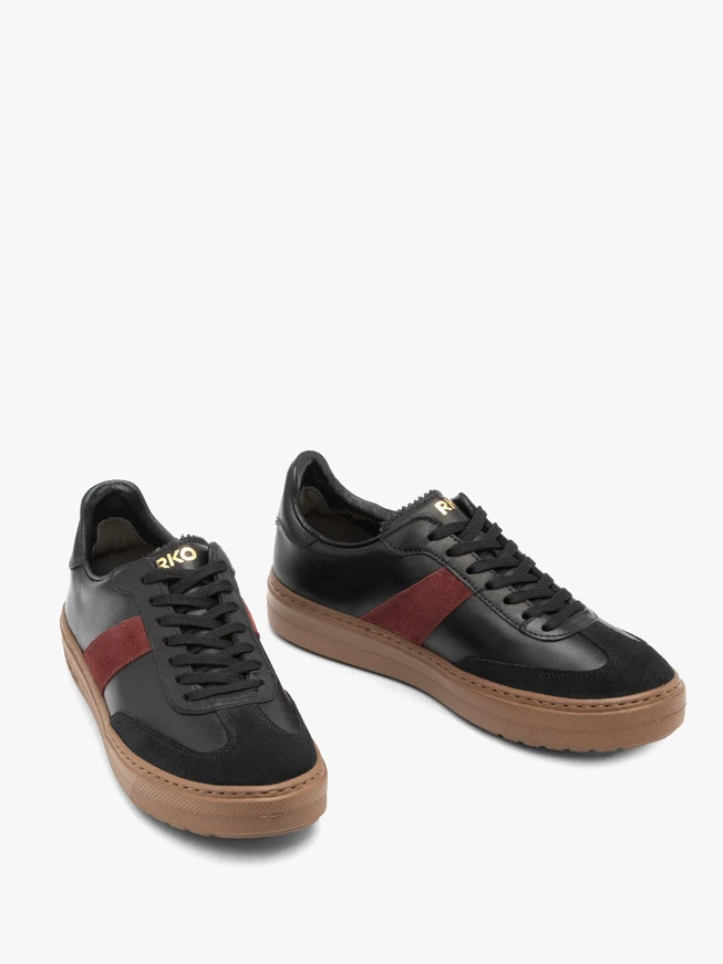 Schwarze Kombination Leder Sport Halbschuhe