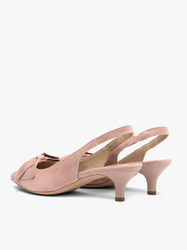 Rosa Damen Slingback-Pumps ohne Absatz mit Schleife