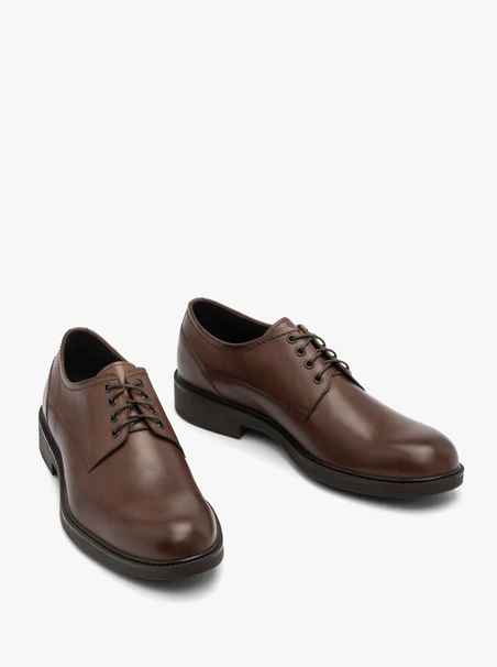 Dark Brown Leather Men’s Lace-Up Shoes Classic Elegant