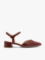 Kastanienbraune Damen Slingback-Pumps ohne Absatz