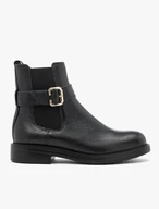 Black leather Chelsea boots with buckle
