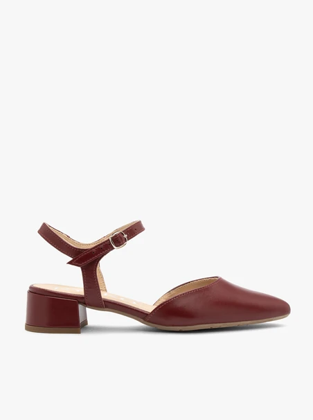 Kastanienbraune Damen Slingback-Pumps ohne Absatz