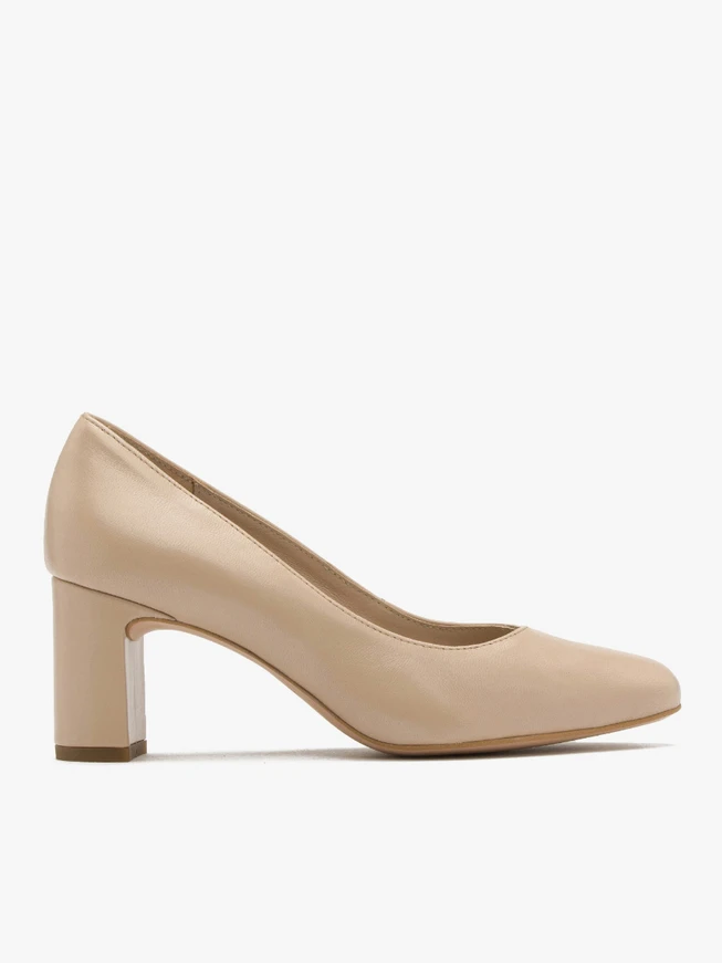 Beige block-heel pumps