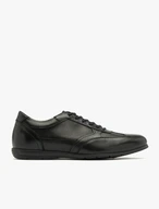 Black perforated shoes with decorative upper