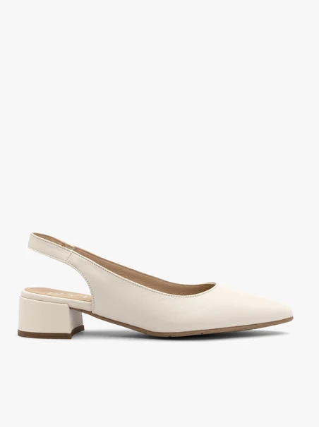 Kremowe czółenka slingback bez pięty