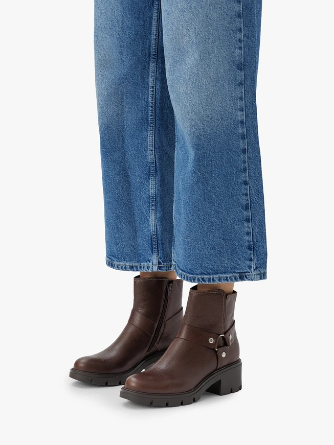 Ciemnobrązowe botki biker boots