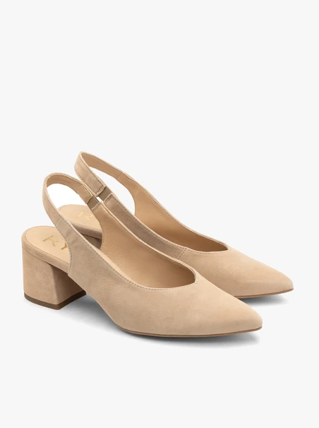 Beżowe czółenka slingback bez pięty