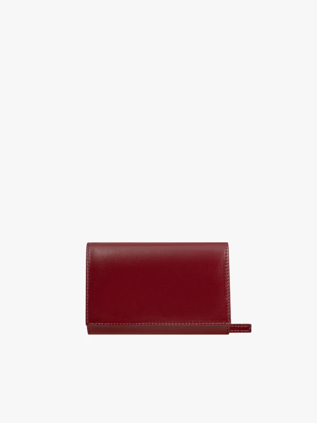 Burgundy Leather Clutch Bag with Chain Strap