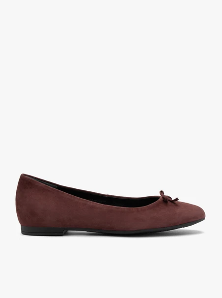 Burgundy ballet flats with a bow