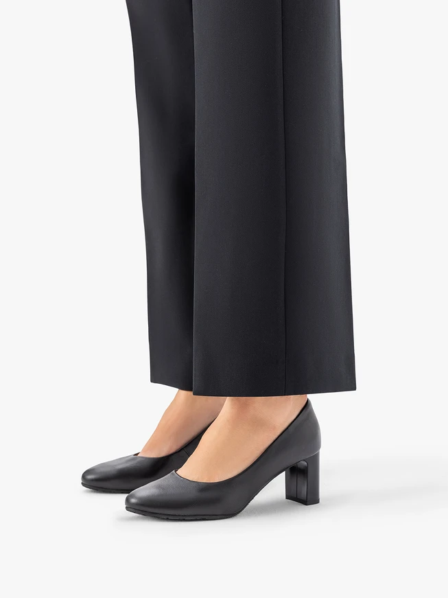 Black block-heel pumps