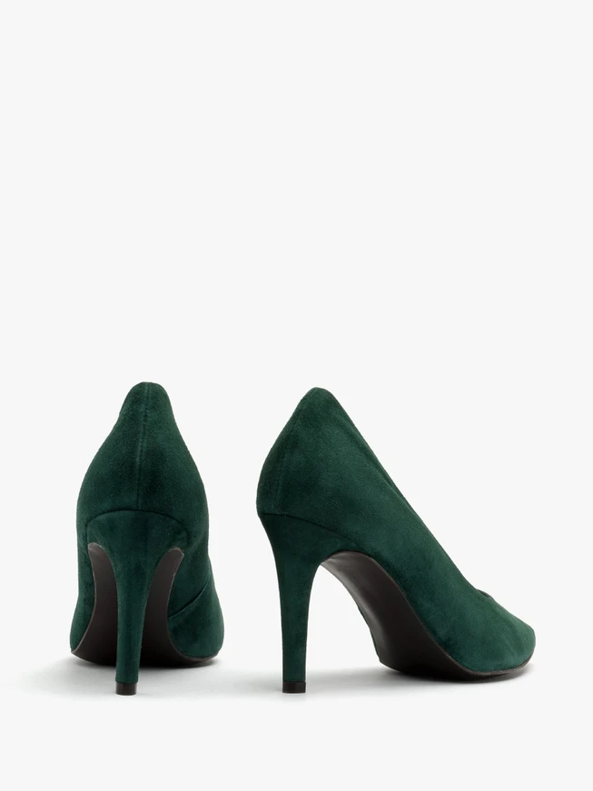 Dunkelgrüne Stiletto-Pumps