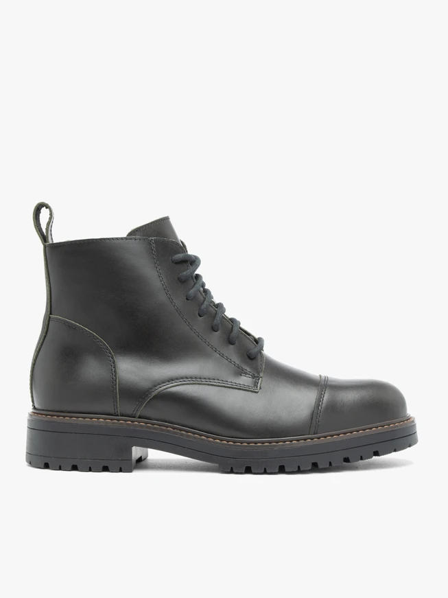 Dunkelgrüne Vollnarbenlederstiefel