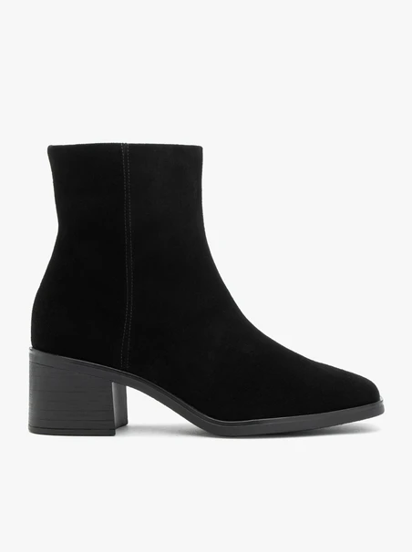 Black Women's Ankle Boots | Velour Leather