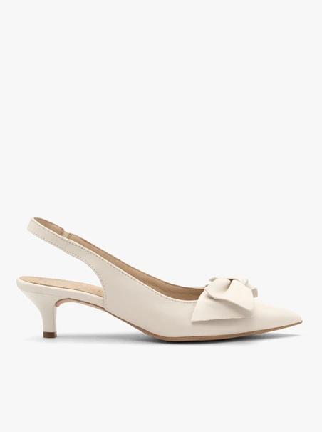 Kremowe czółenka damskie slingback na kaczuszce