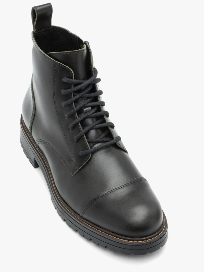 Dunkelgrüne Vollnarbenlederstiefel