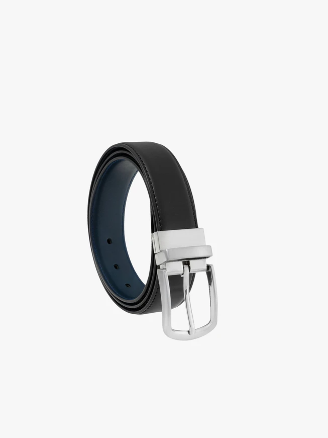 Reversible black and navy belt