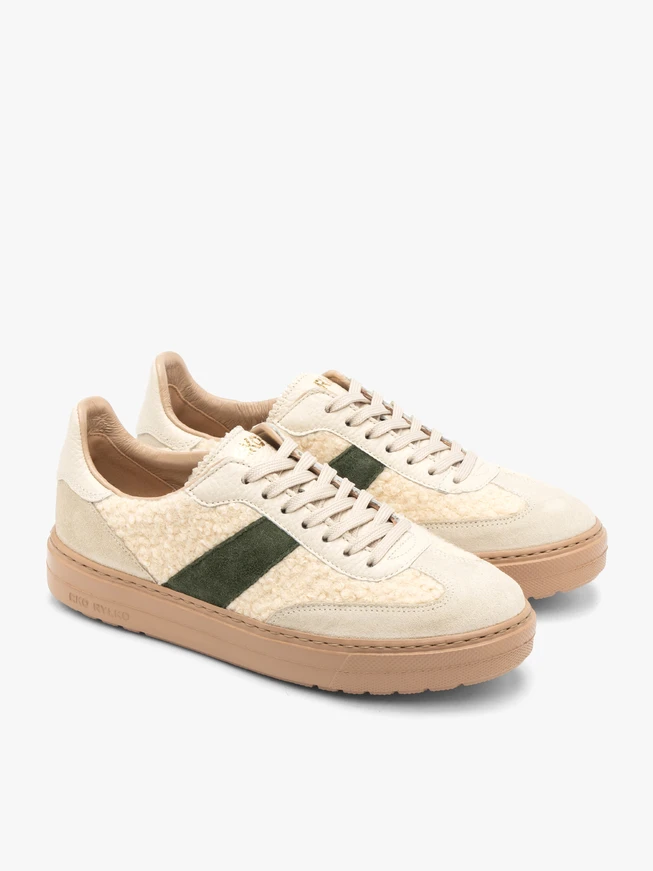 Cream lace-up women's sneakers