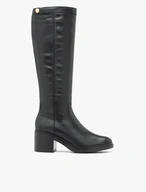 Schwarze Vollnarbenlederstiefel mit Stilettoabsatz