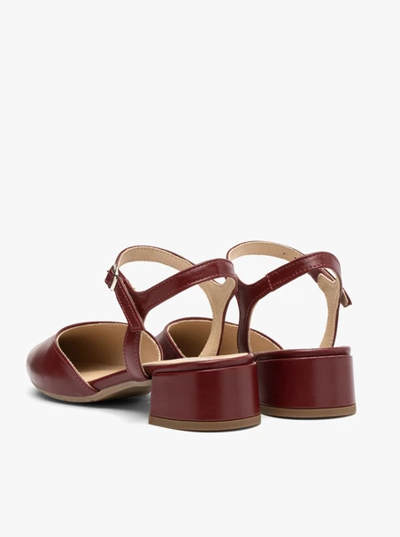 Kastanienbraune Damen Slingback-Pumps ohne Absatz