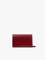 Burgunderfarbene Damen-Clutch-Tasche aus Leder mit Kettenverzierung